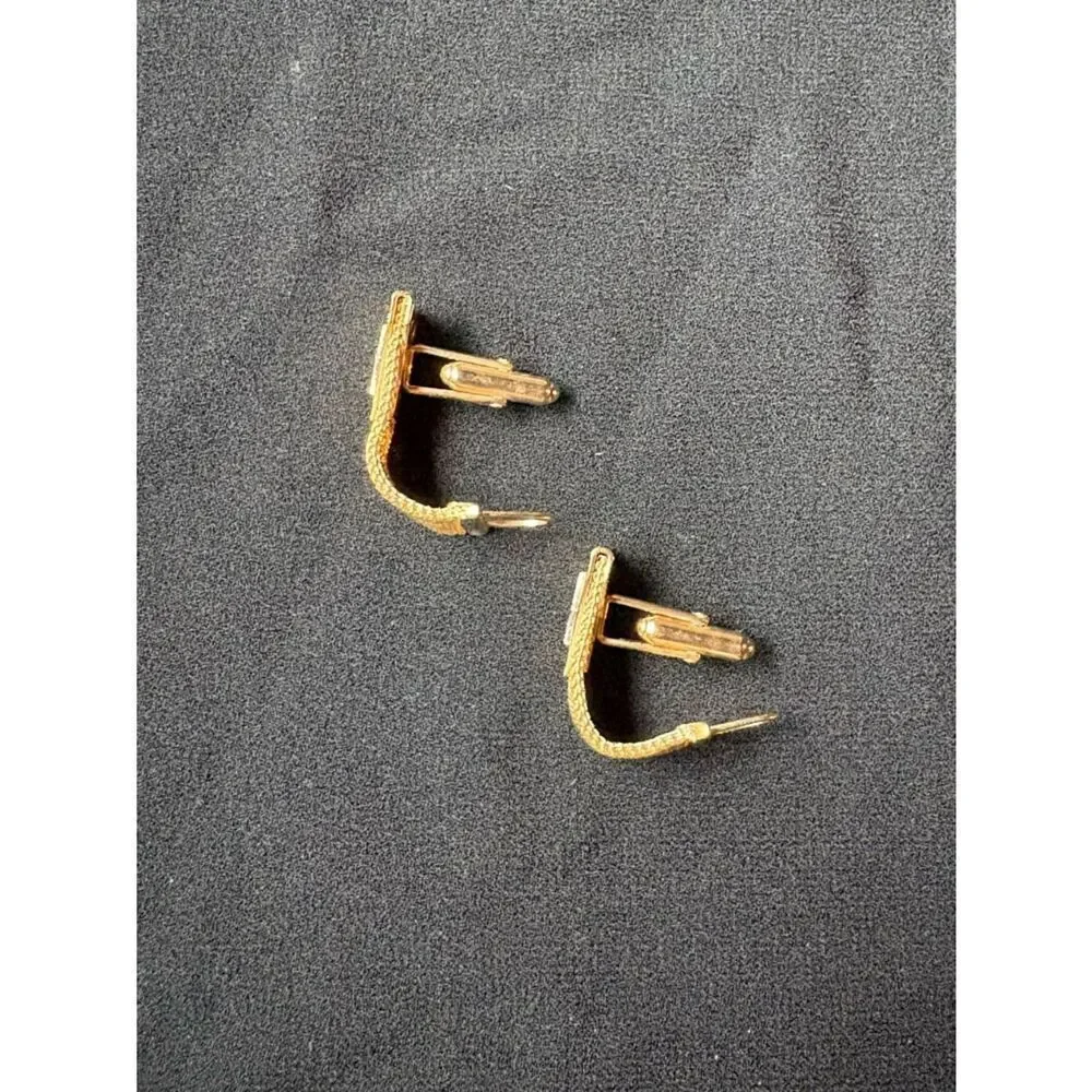 Vintage Anson Gold Tone Mesh Cufflinks Diamond Accent Wrap Style Mid century
